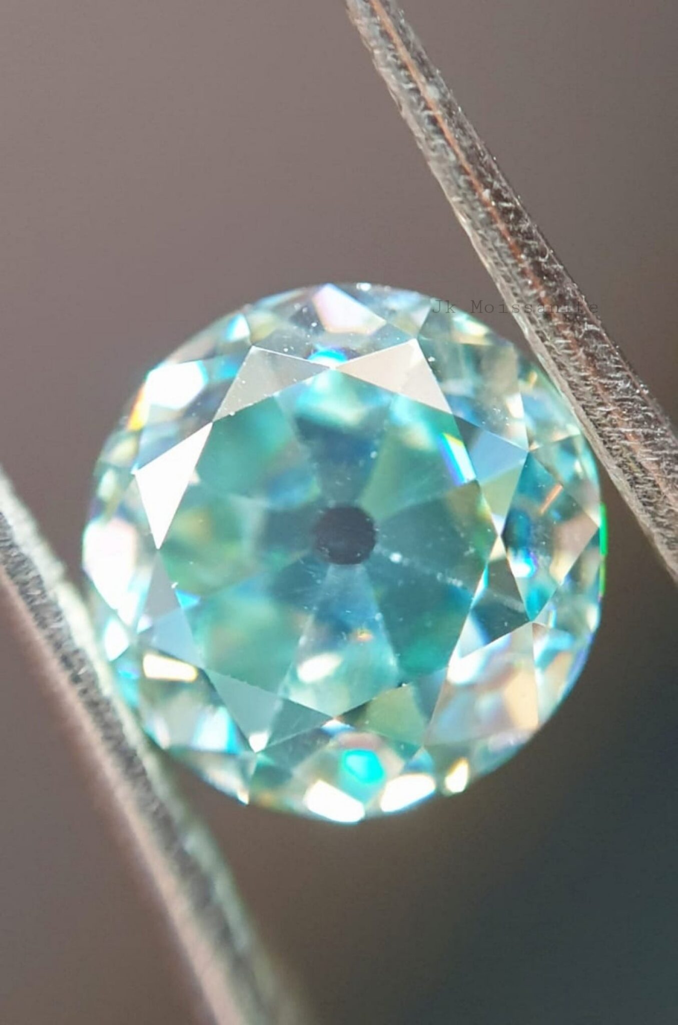 2 50 CT OEC ROUND SHAPE FANCY VIVID BLUE GREEN MOISSANITE DIAMOND 